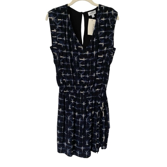 NWT Evereve Avaline Skort Romper Small Navy White Geometric Print Wrap Tie - Picture 2 of 16